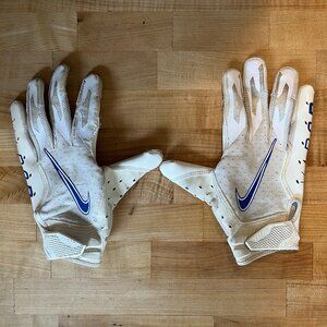 Men's Medium Nike Vapor Jet Football Gloves White and Blue